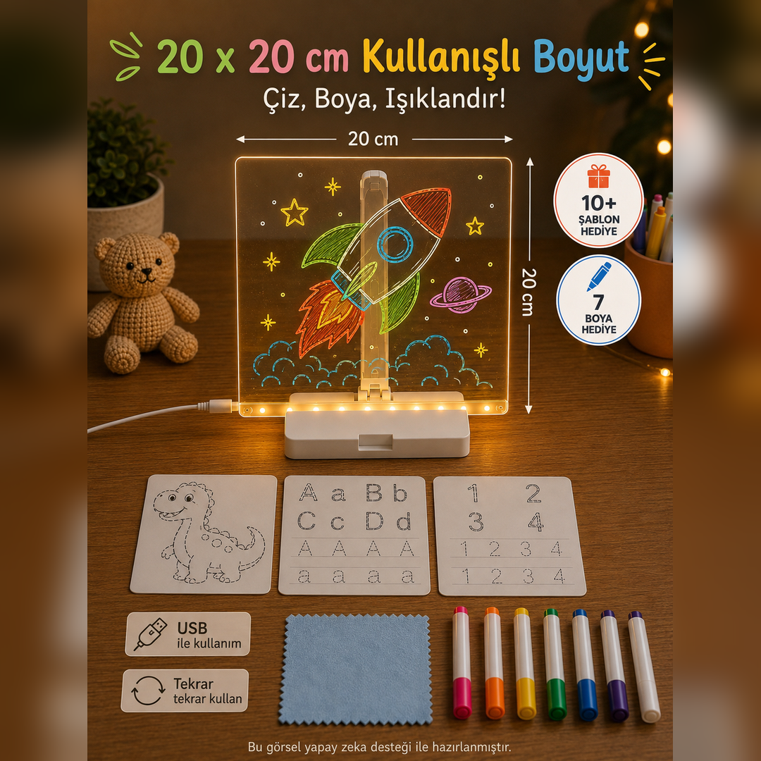 Işıklı Eğitici Yazı & Çizim Tahtası