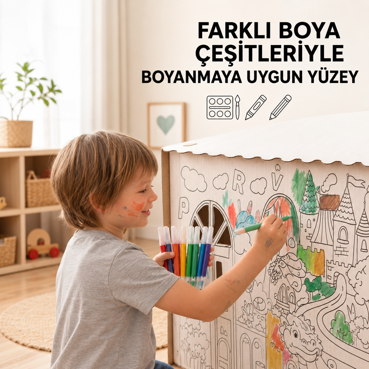 Çocuklar İçin Boyanabilir Oyun Evi