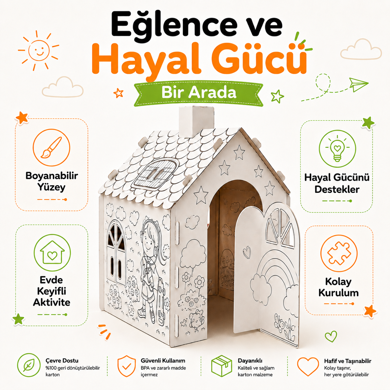 Çocuklar İçin Boyanabilir Oyun Evi
