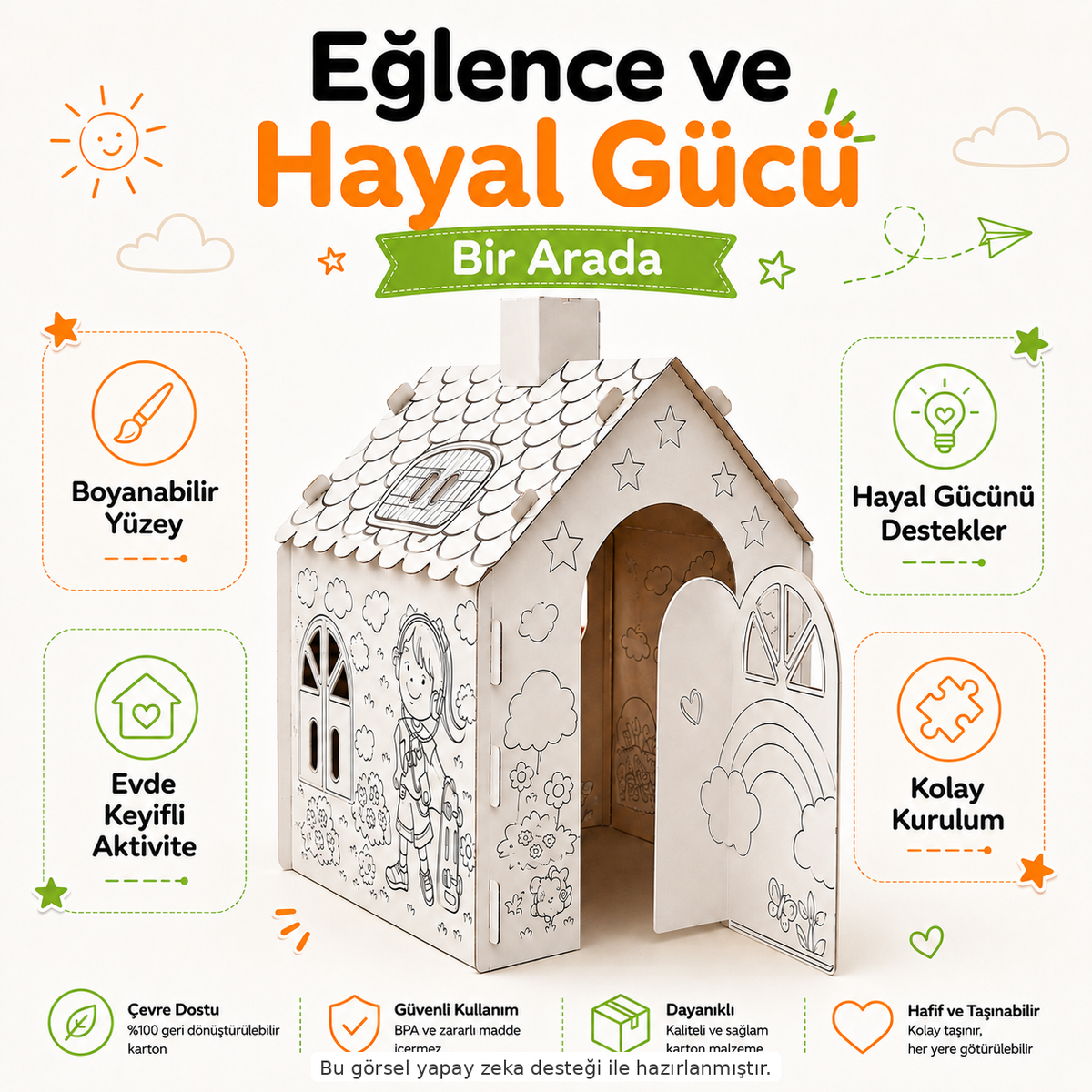 Çocuklar İçin Boyanabilir Oyun Evi