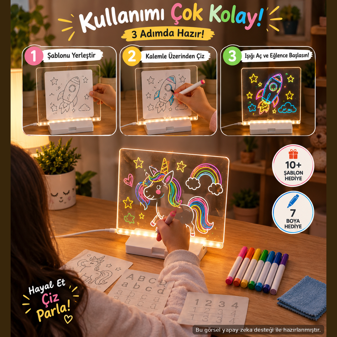 Işıklı Eğitici Yazı & Çizim Tahtası